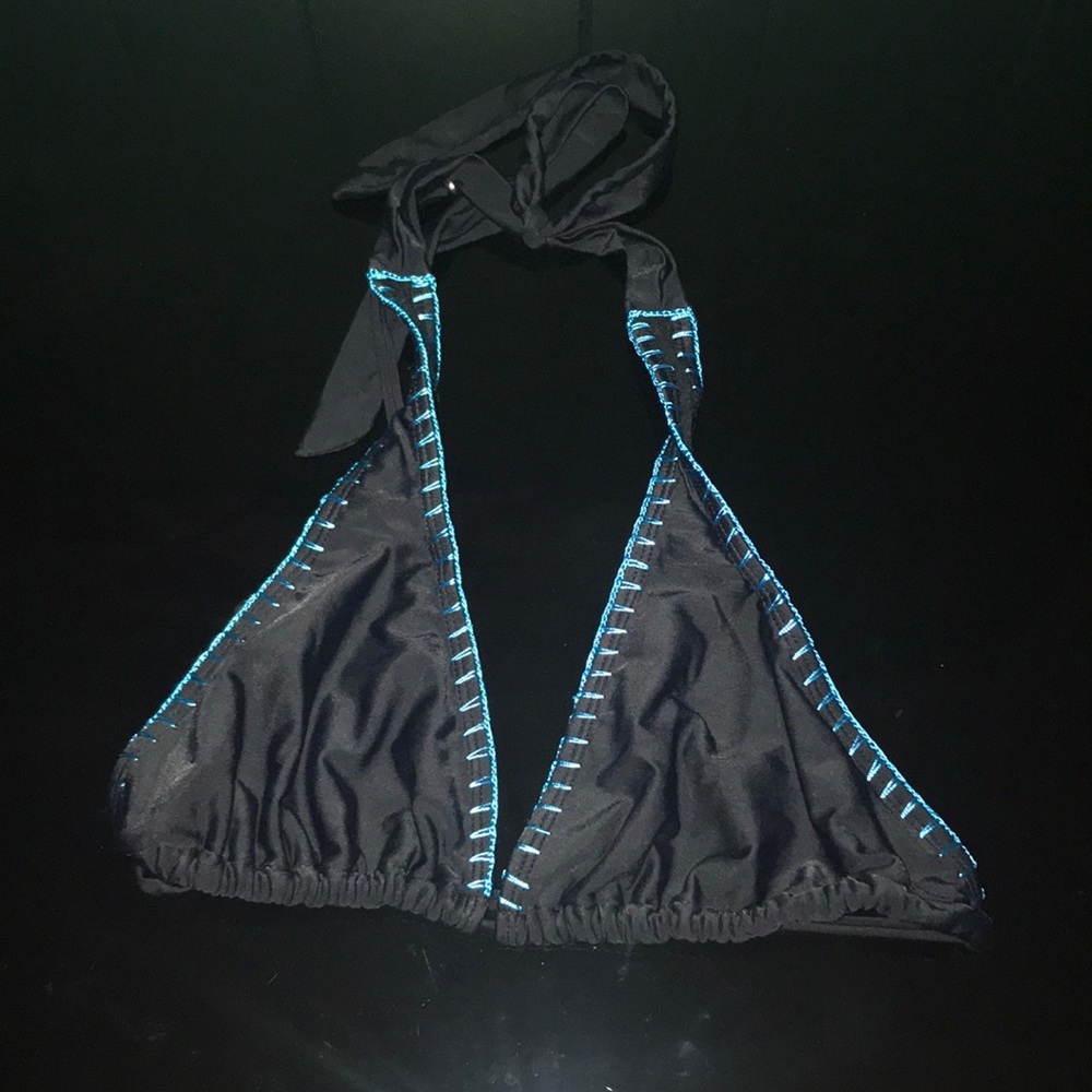 Stitched black bikini top